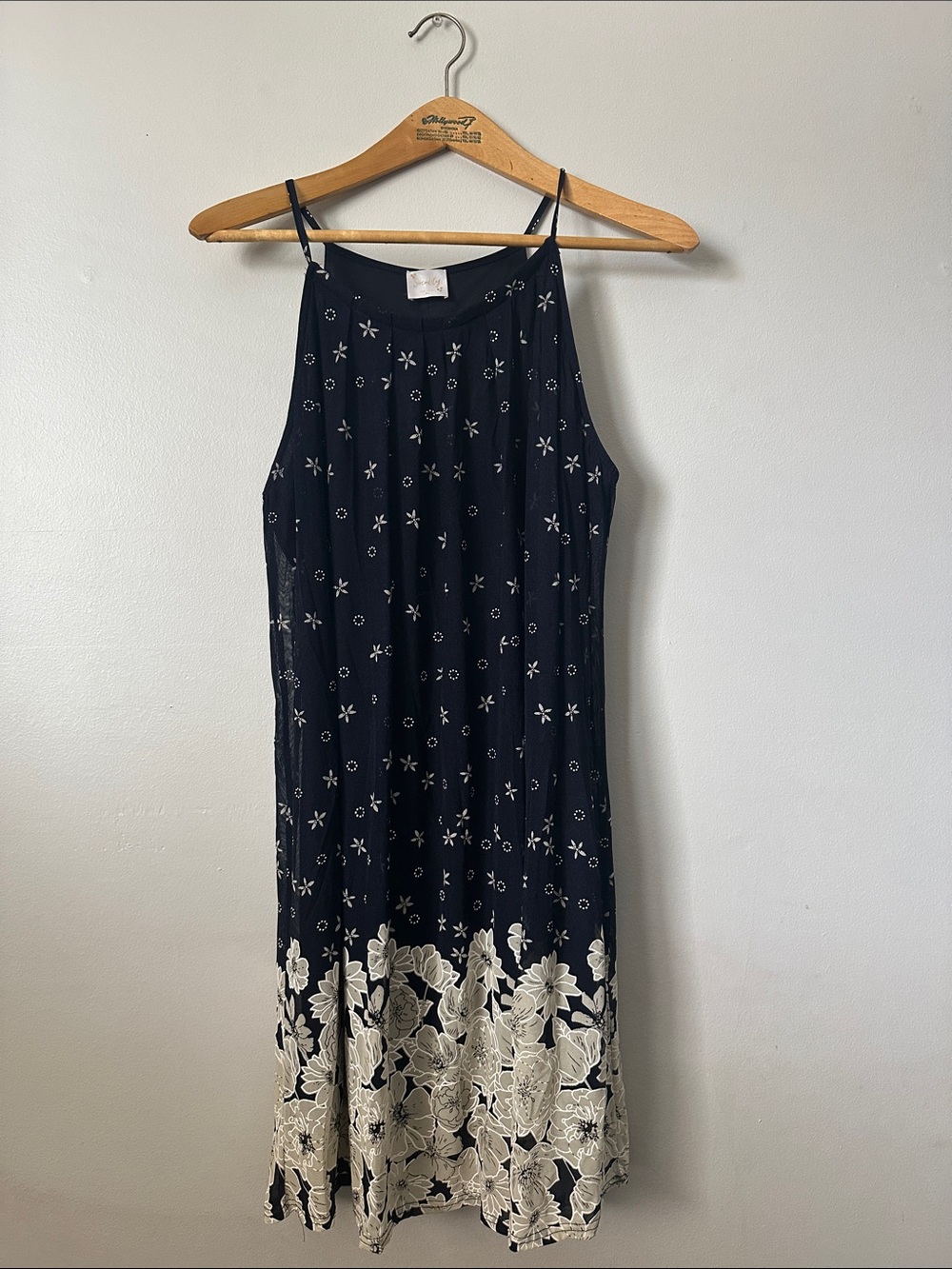 SirenLily Navy Floral Embroidered Slip Dress Size XL